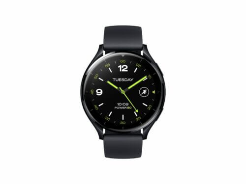 Smartwatch with black strap and digital display