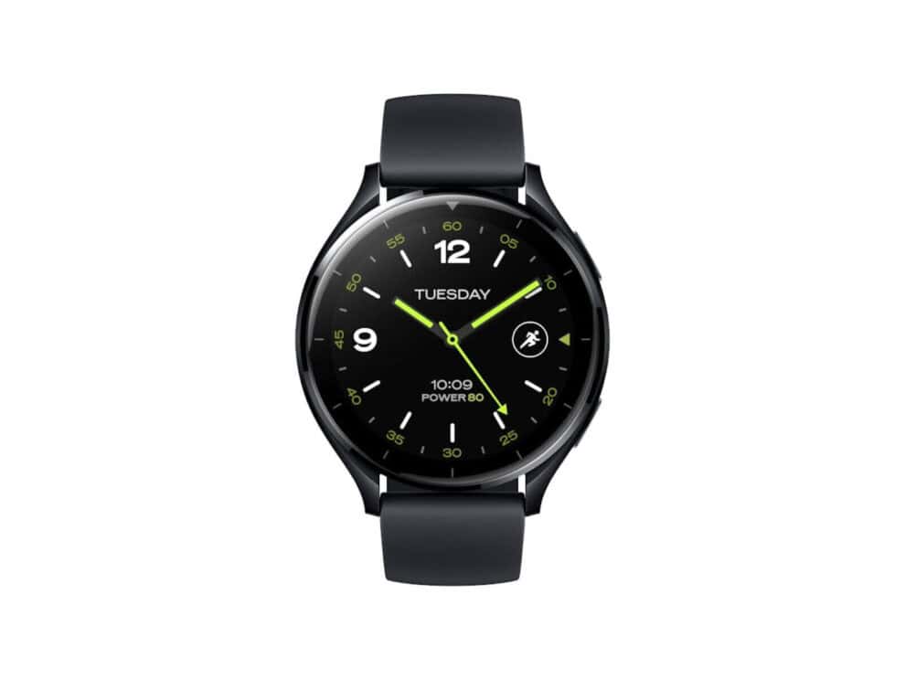 Smartwatch with black strap and digital display
