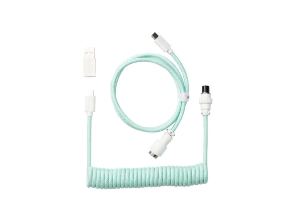 Multi-connector coiled charging cable whiteColor