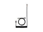 Coiled USB cable with adapters on white background