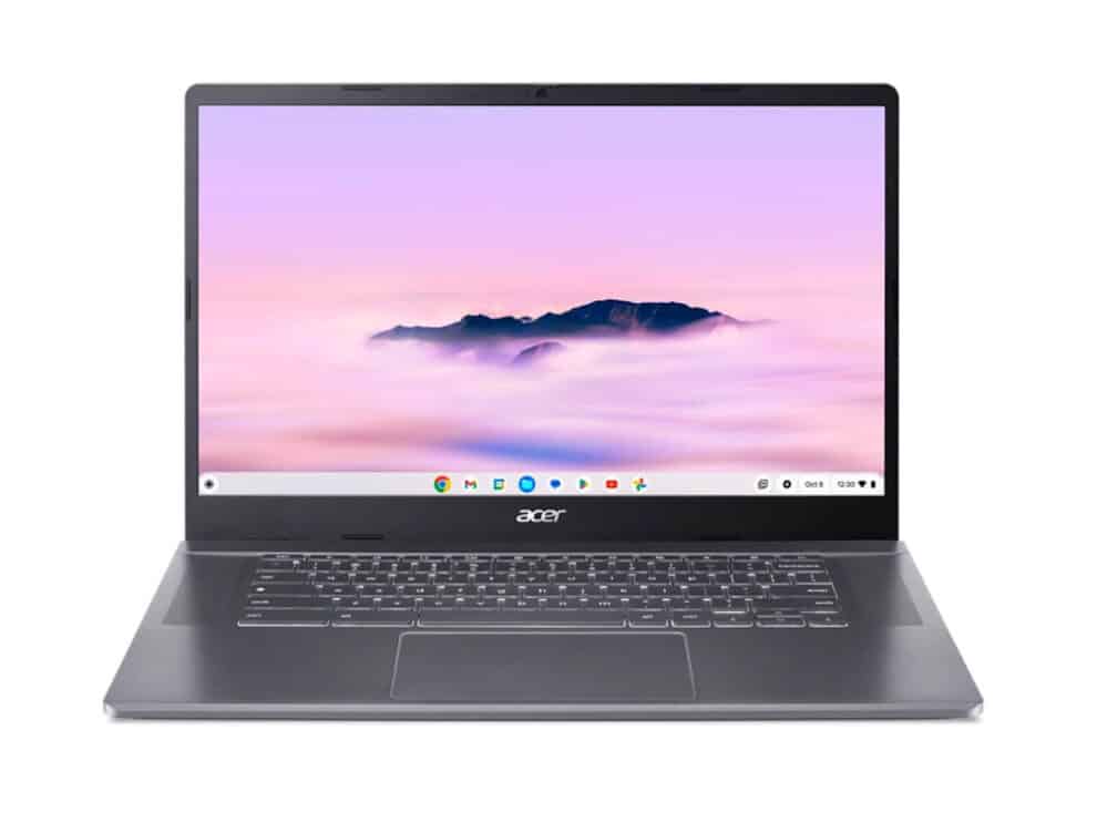 Acer laptop with mountain wallpaper display
