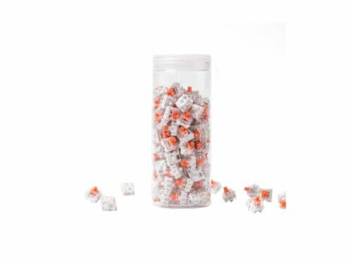 Clear container with electrical wire connectors.