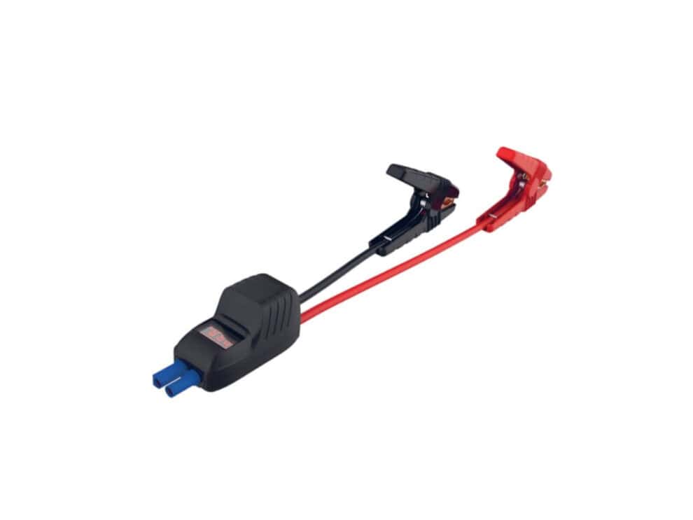 Digital multimeter probes on white background.