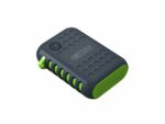 Black and green portable power bank charger.