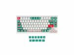 Colorful Christmas-themed mechanical keyboard with custom keycaps.