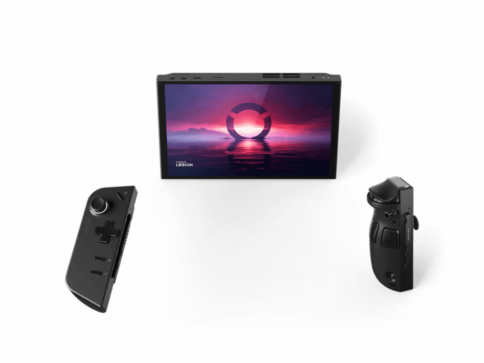 Convertible gaming laptop with detachable controllers.