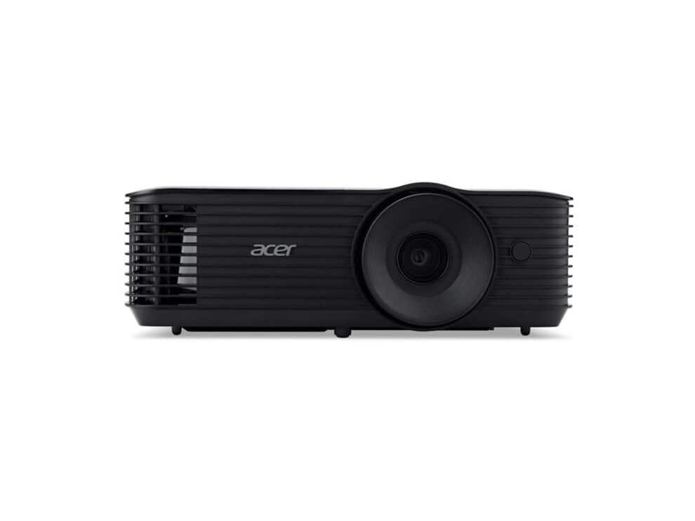 Black Acer projector on white background.