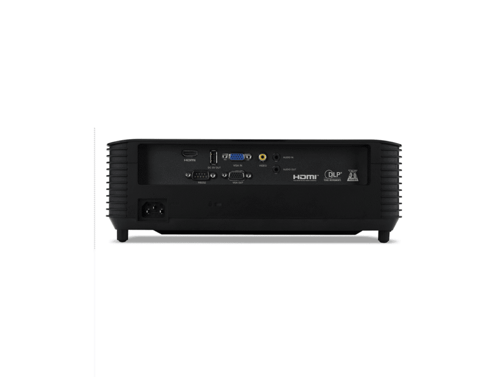 Rear view of black modern projector with ports