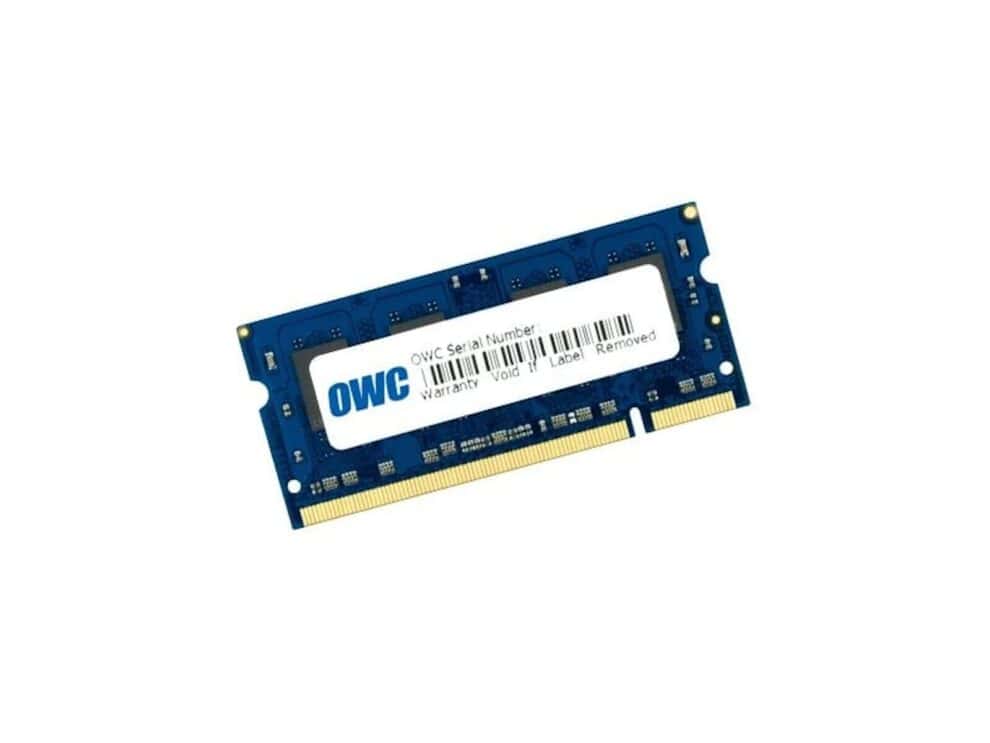 OWC laptop RAM module isolated on white background.