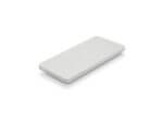 Portable external white solid-state drive (SSD) on white.