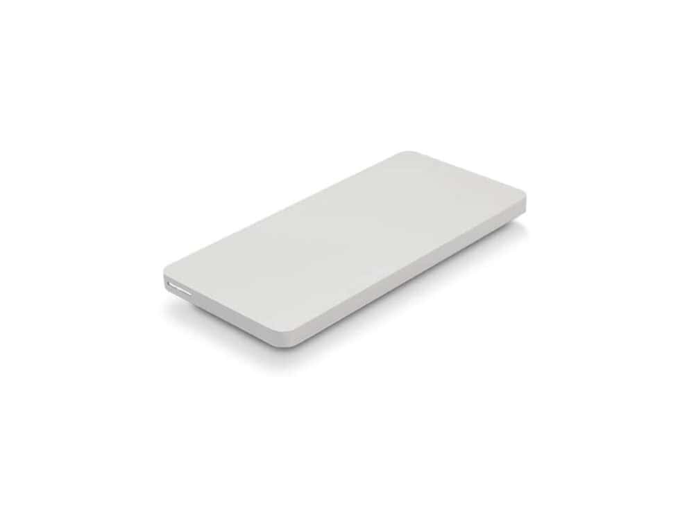 owc envoy pro 2012 mac ssd usb3.0 portable enclosure Portable external white solid-state drive (SSD) on white.