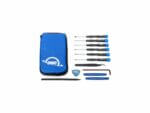 Precision screwdriver set with case for electronics repair.