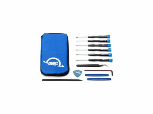 Precision screwdriver set with case for electronics repair.
