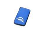 Blue protective tech accessory pouch with logo.