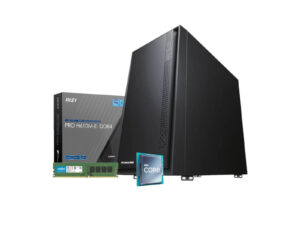 Desktop PC, motherboard, RAM, and Intel CPU.