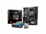 MSI B450M motherboard package with RAM and CPU.