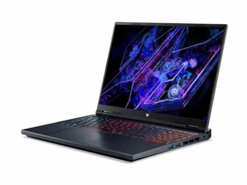 Gaming laptop with RGB keyboard and vibrant screen.
