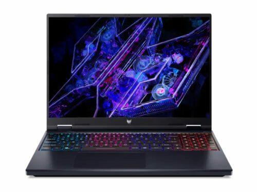 Gaming laptop with colorful backlit keyboard and vibrant screen graphics.