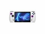 White portable gaming console on white background.