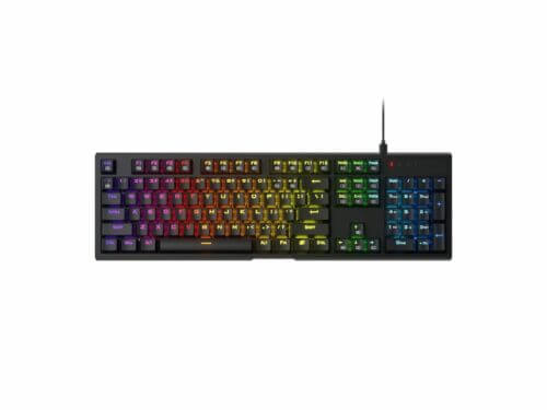 Colorful backlit mechanical gaming keyboard.