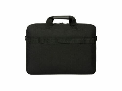 Black laptop briefcase isolated on white background.
