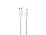 Braided USB to Lightning cable isolated on white.
