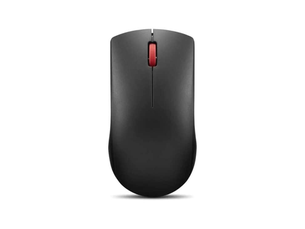 lenovo 150 wireless mouse Black wireless computer mouse on white background.
