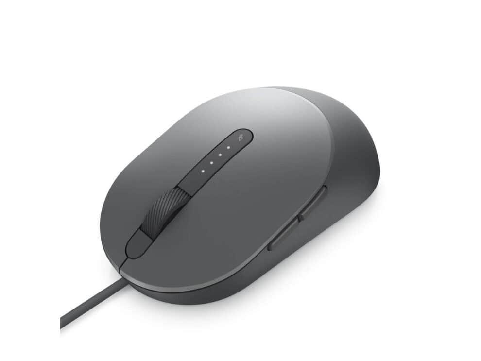 Wired ergonomic computer mouse on white background