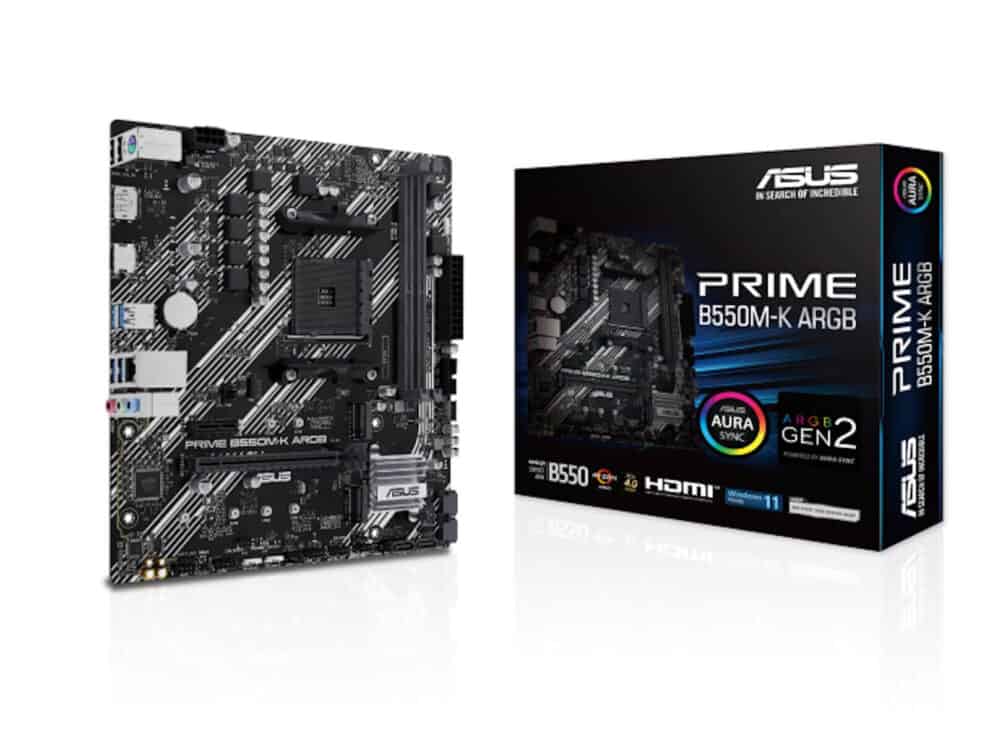 amd am4 ryzen 3//2xdimm; max. 64gb; ddr4/1xpcie 4*16/ 1x pcie3*16/ 1xpcie3*1/2 x m.2; 4 x sata 6gb ASUS B550M-K motherboard with packaging.