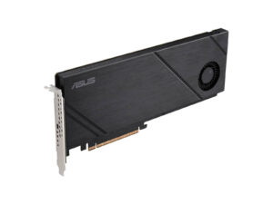 ASUS graphics card isolated on white background.