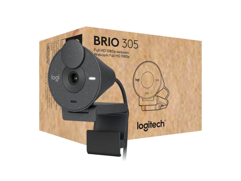 logitech brio 305 graphite usb n/a emea 914 Logitech BRIO 305 Full HD 1080p webcam packaging.