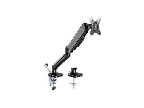 Adjustable monitor arm with desk mount.
