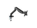 Adjustable monitor arm isolated on white background.
