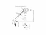 Technical drawing of an articulated monitor arm with measurements.