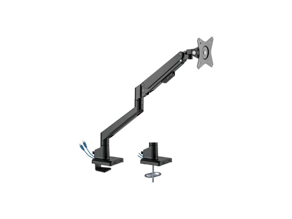 linkqnet ldt62 c012u 17 32" single monitor thin gas spring desktop bracket with usb ports Adjustable monitor arm with cable management