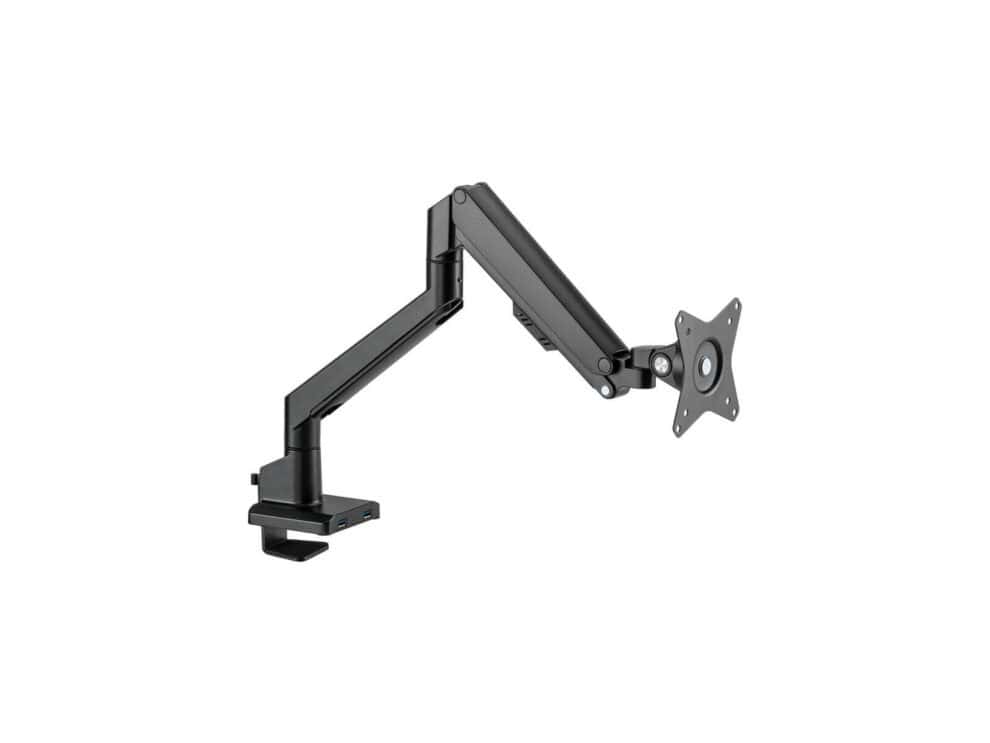 Adjustable black monitor arm isolated on white