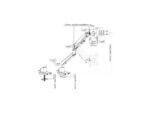 Technical drawing of articulated mounting arm dimensions.