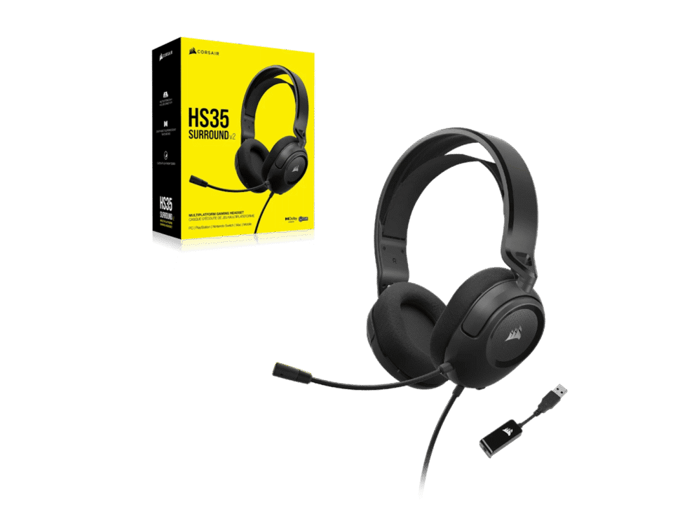 corsair hs35 surround v2 multiplatform gaming headset; carbon