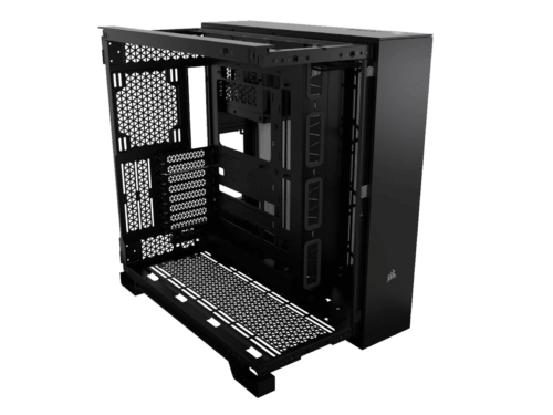 Empty black computer tower case.