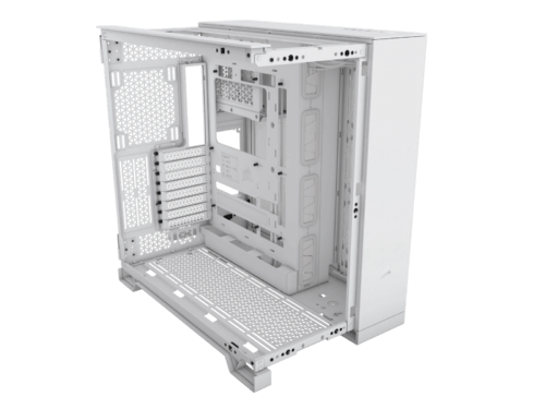 Empty white computer case tower