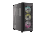 Modern gaming PC tower with RGB fans.