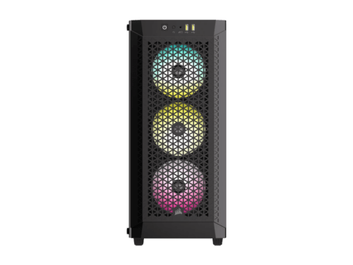 Gaming PC tower with RGB fans.