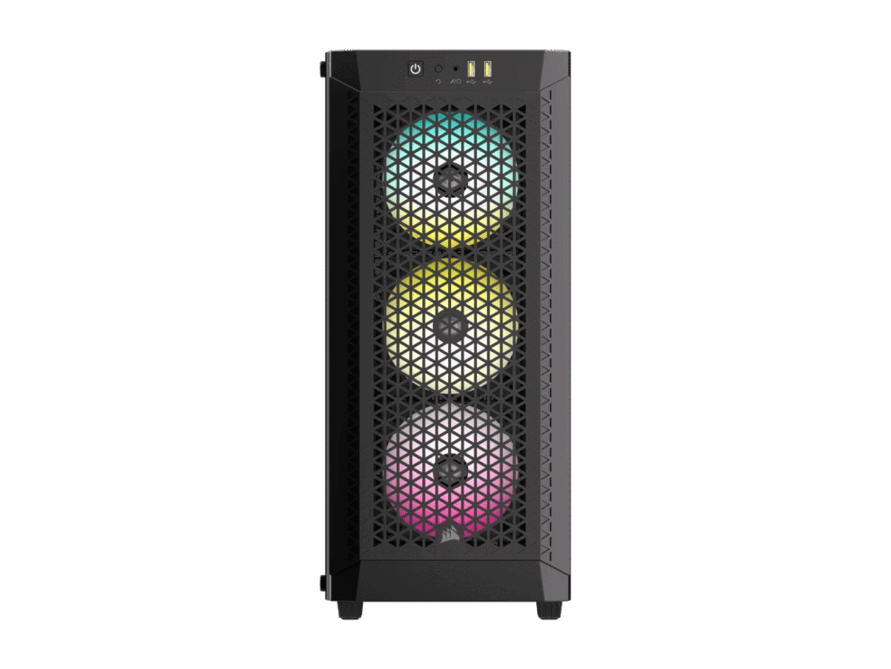 Gaming PC tower with RGB fans.