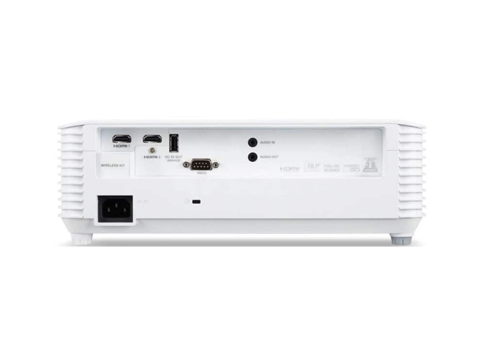 White modern projector rear connectivity ports view.
