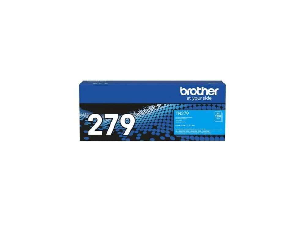 standard cyan toner cartridge for hl l3280cdw / mfc l3760cdw Brother TN279 cyan toner cartridge box.