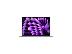 Laptop with purple abstract display design