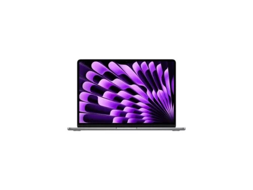 Laptop with purple abstract display design