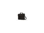 Black laptop briefcase with shoulder strap and handle.