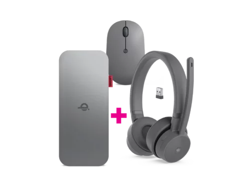 lenovo go wired anc headset + wireless mobile power bank + wireless mouse bundle