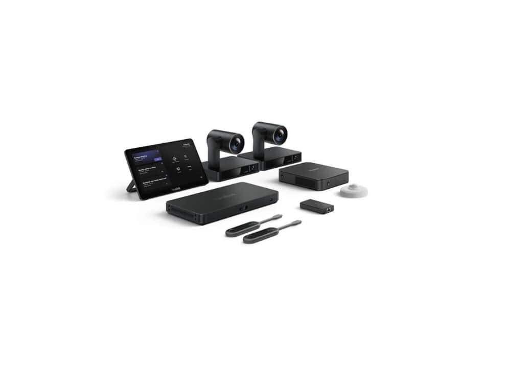 yealink mvc s90c5 007 teams room system for proav room incl. 2x uvc86, mcorekit, mtouch plus, roomsensor, avhub, byod extender, 2x wpp30. no audio devices Conference room equipment set including cameras and control panel.
